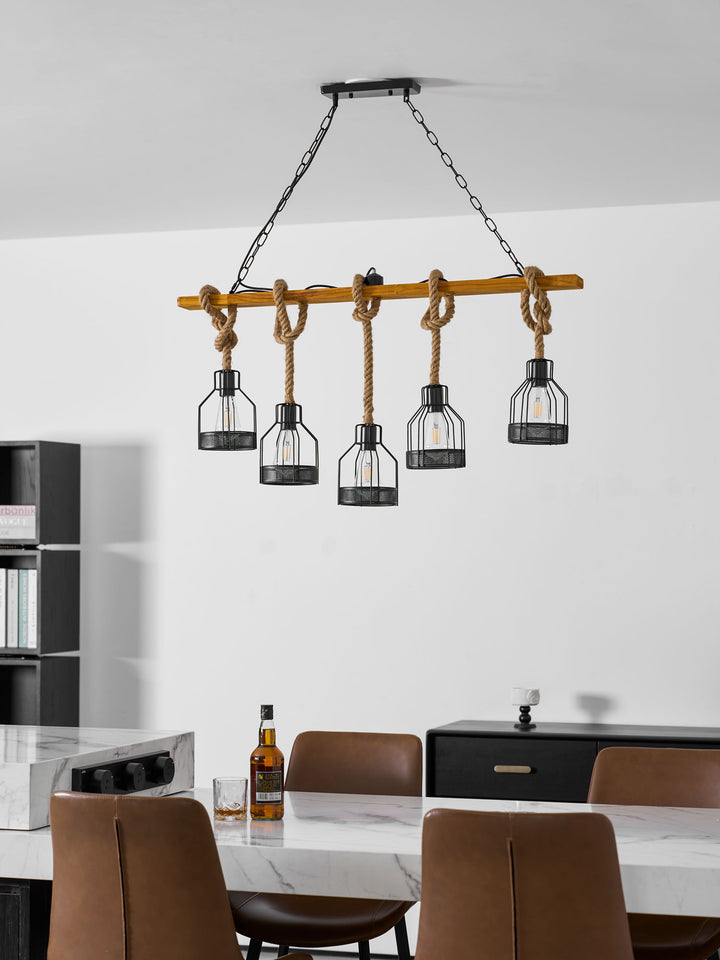 Hemp Rope Industrial Grenade Chandelier