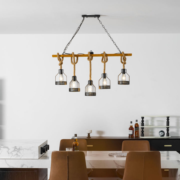 Hemp Rope Industrial Grenade Chandelier