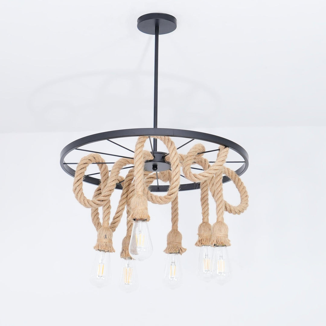 Hemp Rope Industrial Six Head Chandelier - Vakkerlight