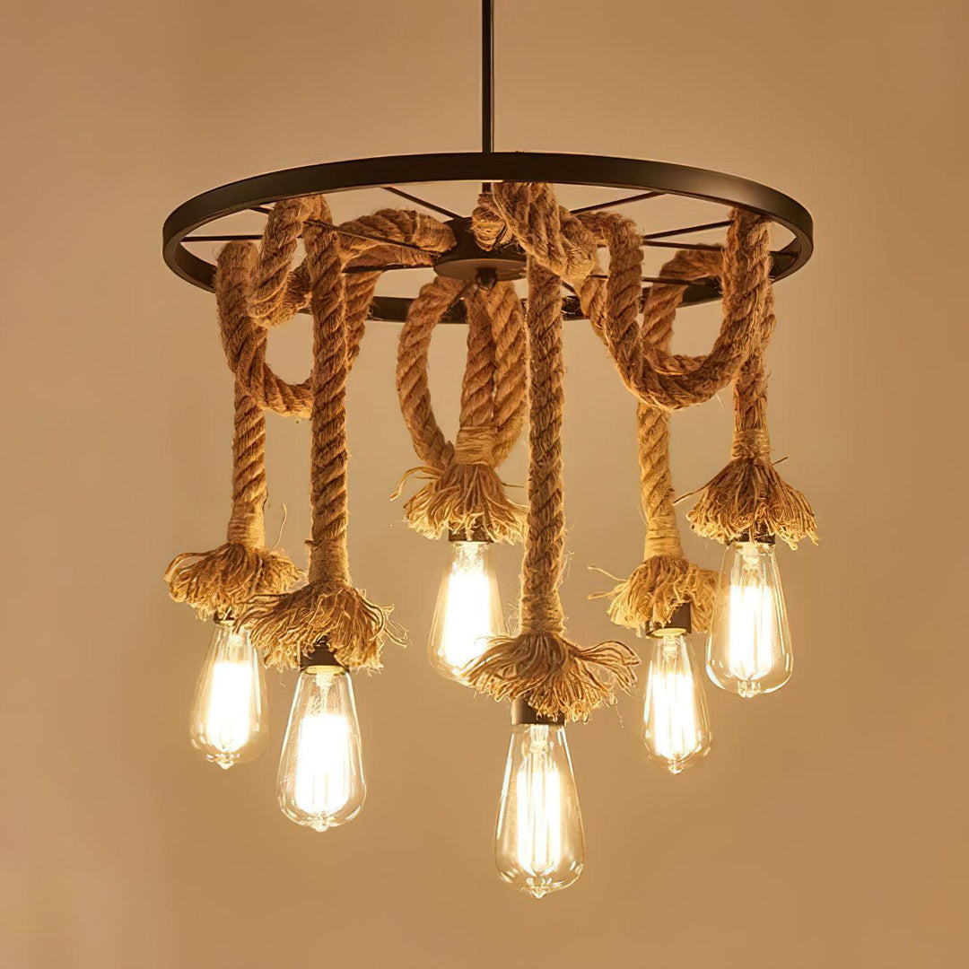 Hemp Rope Industrial Six Head Chandelier - Vakkerlight