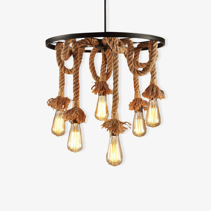 Hemp Rope Industrial Six Head Chandelier - Vakkerlight