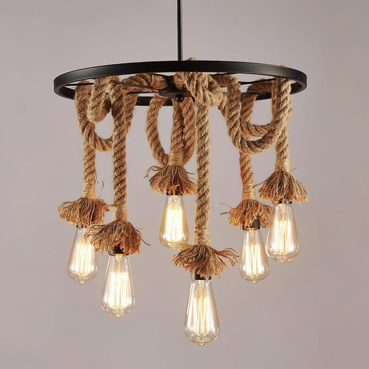 Hemp Rope Industrial Six Head Chandelier - Vakkerlight