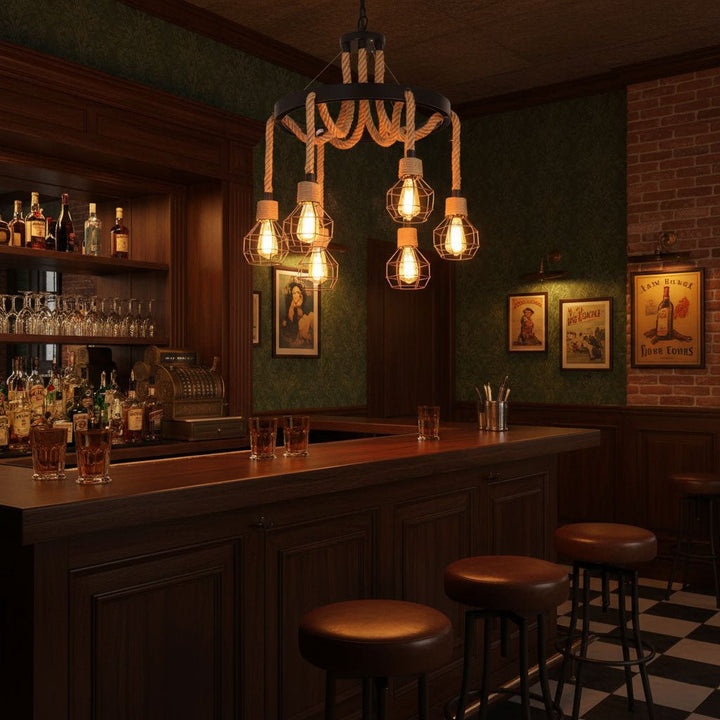 Hemp Rope Industrial Starfall Chandelier - Vakkerlight