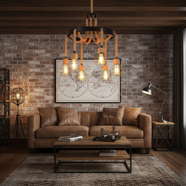 Hemp Rope Industrial Starfall Chandelier - Vakkerlight