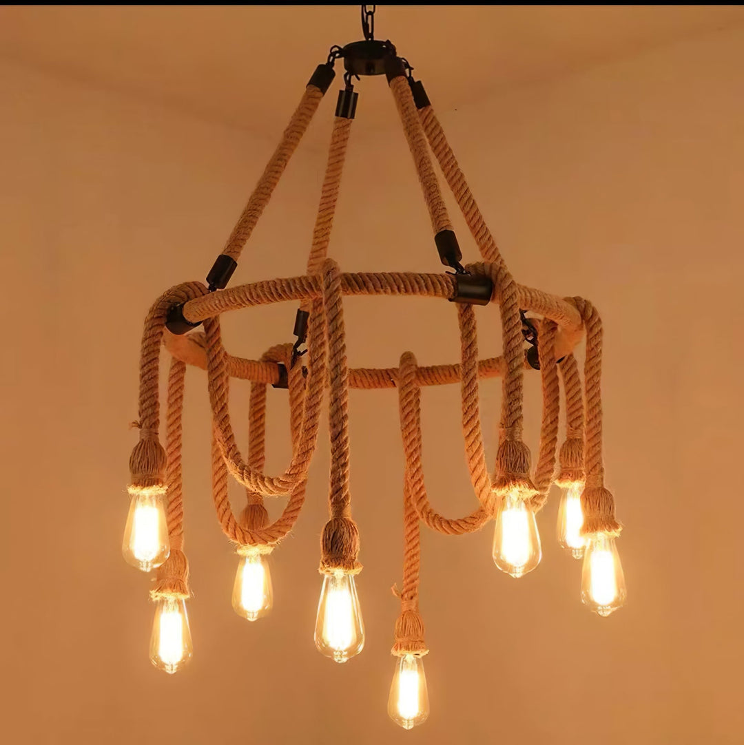Hemp Rope Industrial Chandelier - Vakkerlight