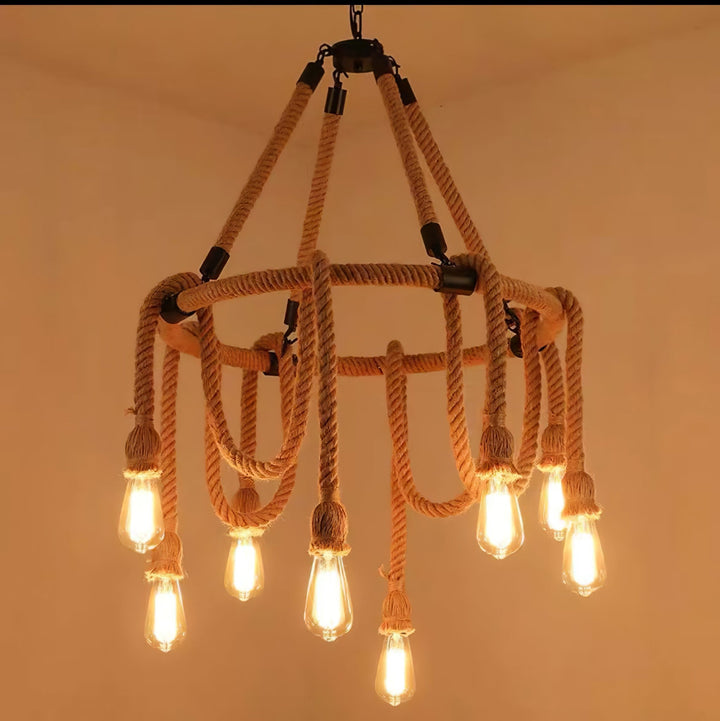 Hemp Rope Industrial Chandelier - Vakkerlight