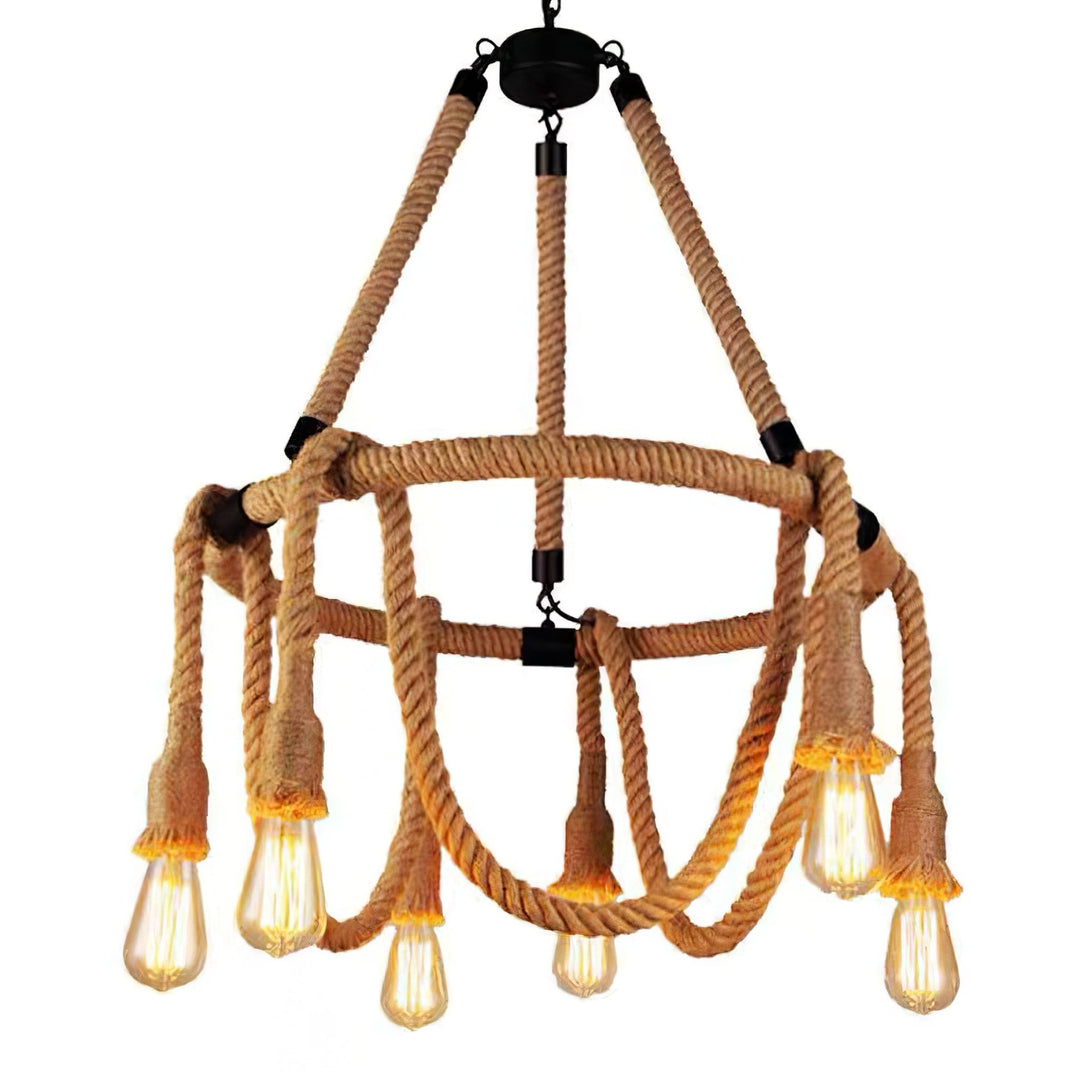Hemp Rope Industrial Chandelier - Vakkerlight