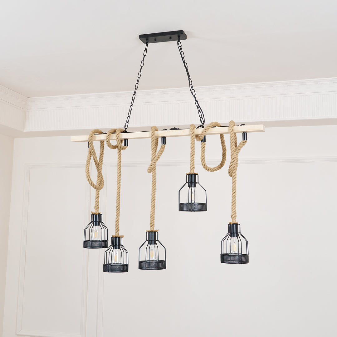 Hemp Rope Industrial Grenade Chandelier