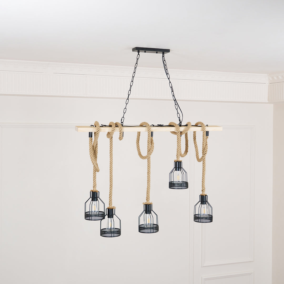 Hemp Rope Industrial Grenade Chandelier