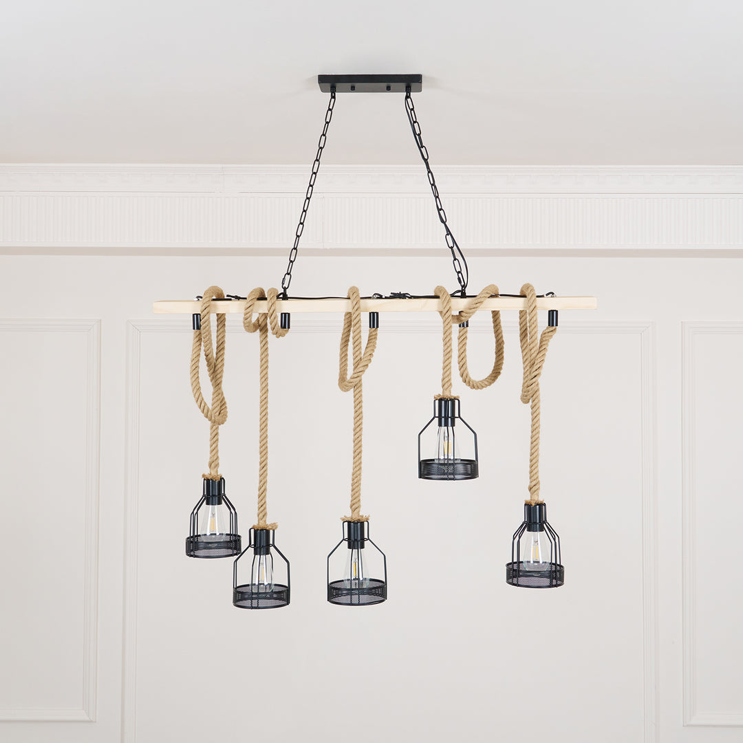 Hemp Rope Industrial Grenade Chandelier