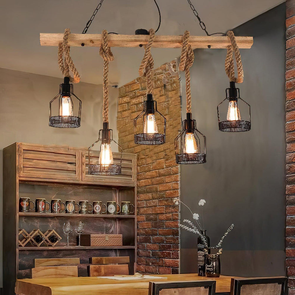 Hemp Rope Industrial Grenade Chandelier - Vakkerlight