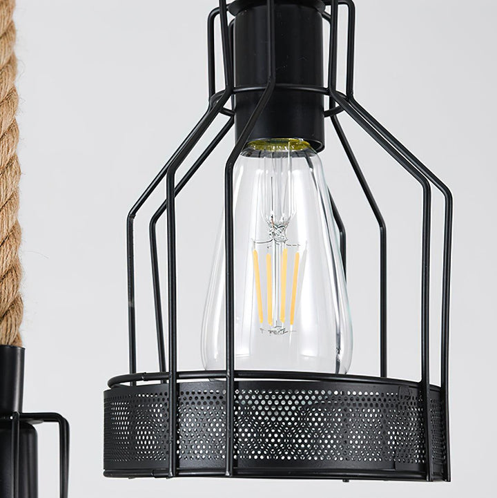 Hemp Rope Industrial Grenade Chandelier - Vakkerlight