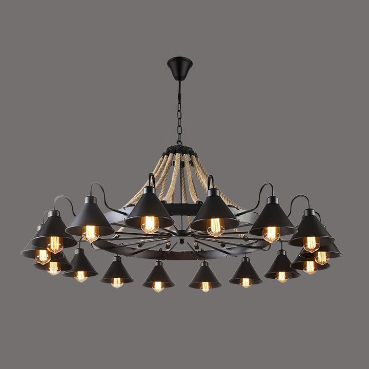 Hemp Rope Industrial Horn Chandelier - Vakkerlight