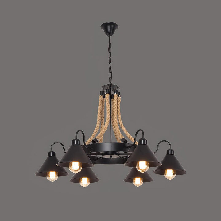 Hemp Rope Industrial Horn Chandelier - Vakkerlight