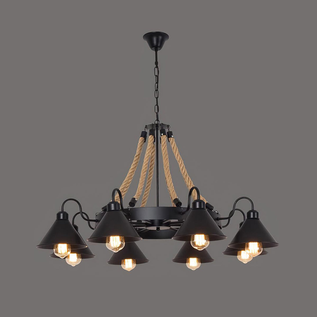 Hemp Rope Industrial Horn Chandelier - Vakkerlight