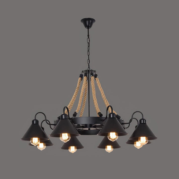 Hemp Rope Industrial Horn Chandelier - Vakkerlight