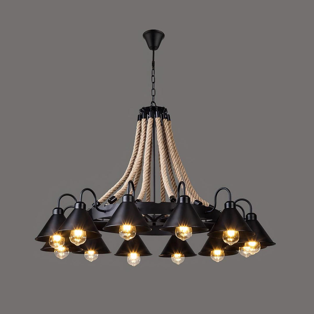 Hemp Rope Industrial Horn Chandelier - Vakkerlight