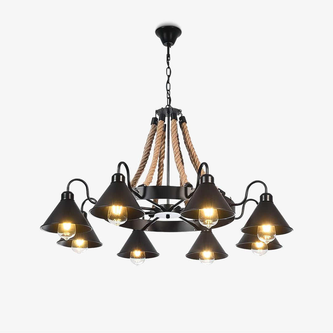 Hemp Rope Industrial Horn Chandelier - Vakkerlight