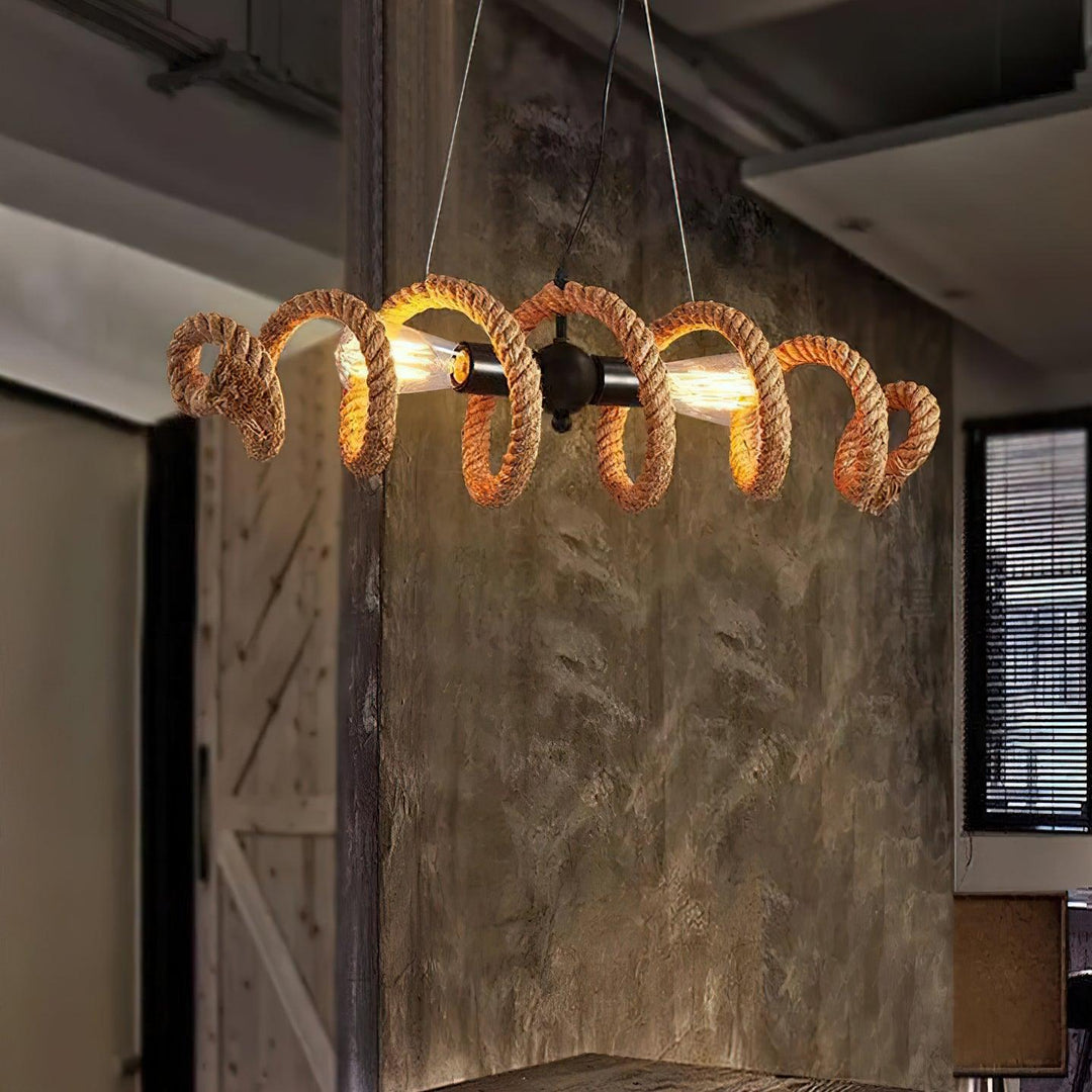 Hemp Rope Industrial Spiral Chandelier - Vakkerlight