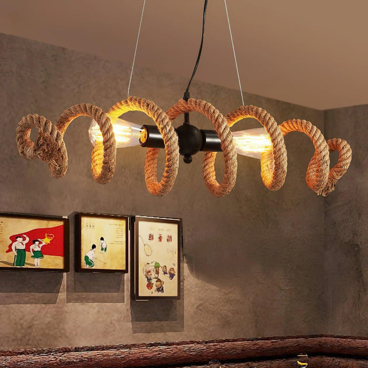 Hemp Rope Industrial Spiral Chandelier - Vakkerlight