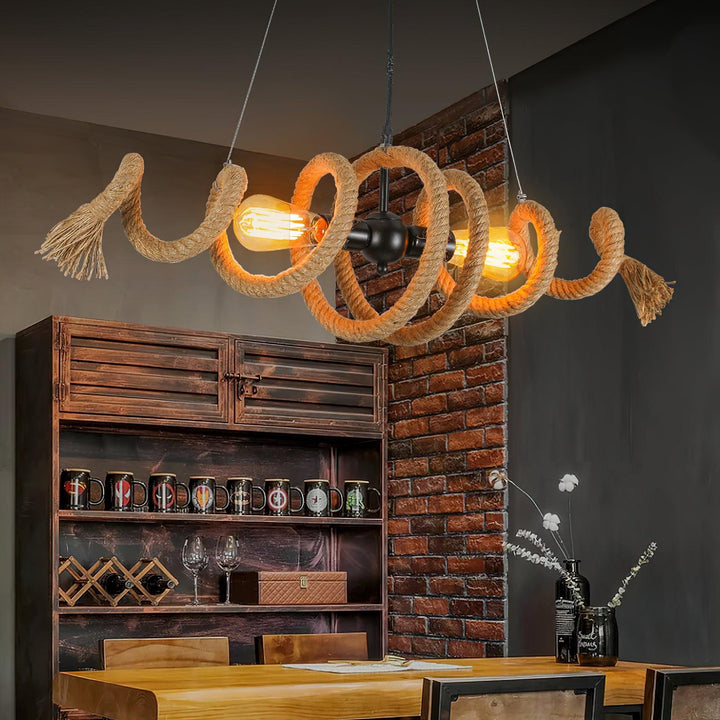 Hemp Rope Industrial Spiral Chandelier - Vakkerlight