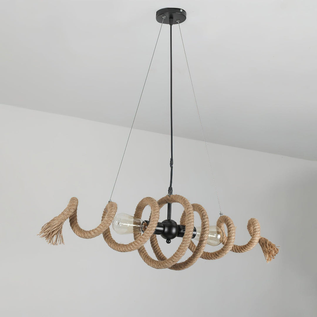 Hemp Rope Industrial Spiral Chandelier - Vakkerlight