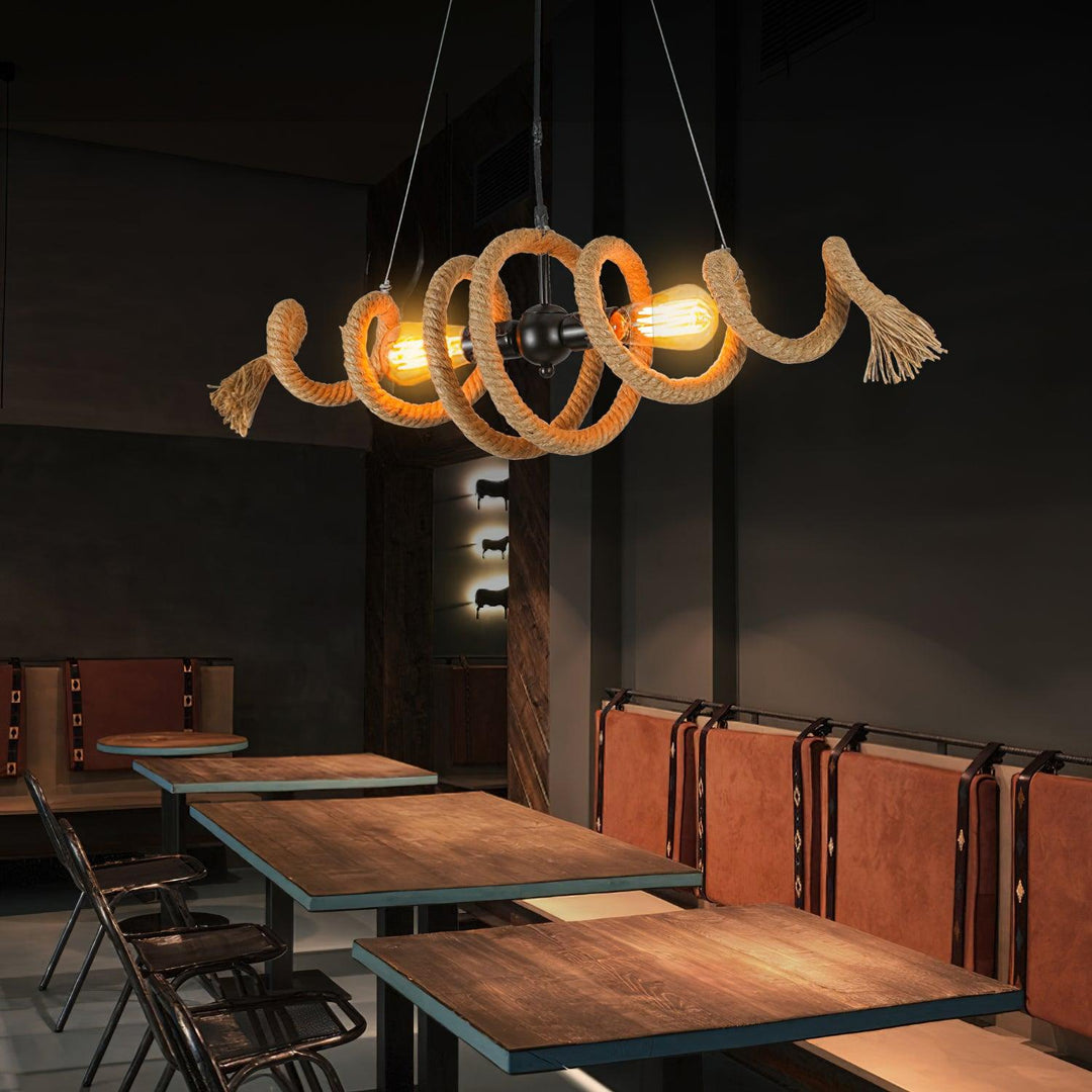 Hemp Rope Industrial Spiral Chandelier - Vakkerlight