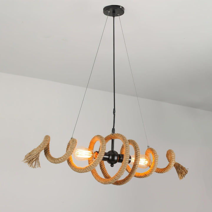 Hemp Rope Industrial Spiral Chandelier - Vakkerlight