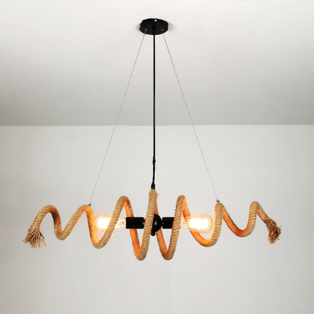 Hemp Rope Industrial Spiral Chandelier - Vakkerlight