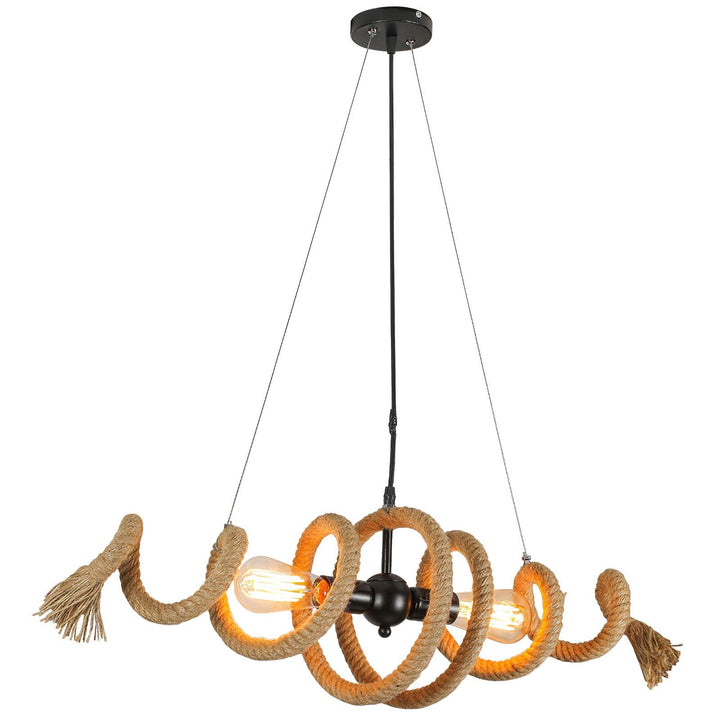 Hemp Rope Industrial Spiral Chandelier - Vakkerlight