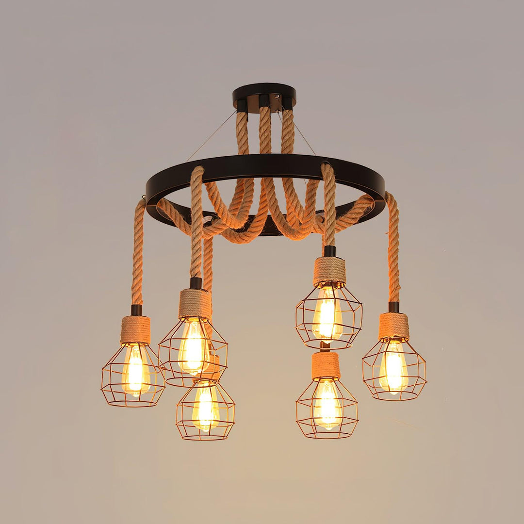 Hemp Rope Industrial Starfall Chandelier - Vakkerlight