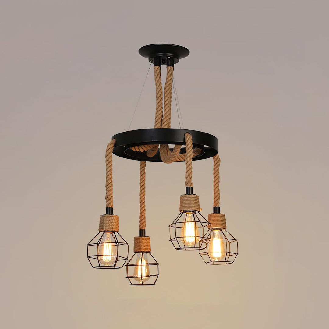 Hemp Rope Industrial Starfall Chandelier - Vakkerlight