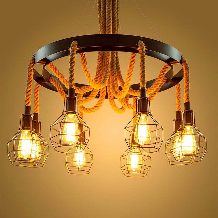 Hemp Rope Industrial Starfall Chandelier - Vakkerlight