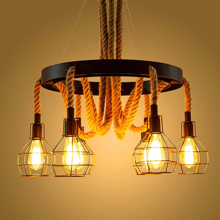 Hemp Rope Industrial Starfall Chandelier - Vakkerlight