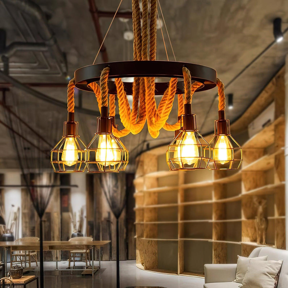 Hemp Rope Industrial Starfall Chandelier - Vakkerlight