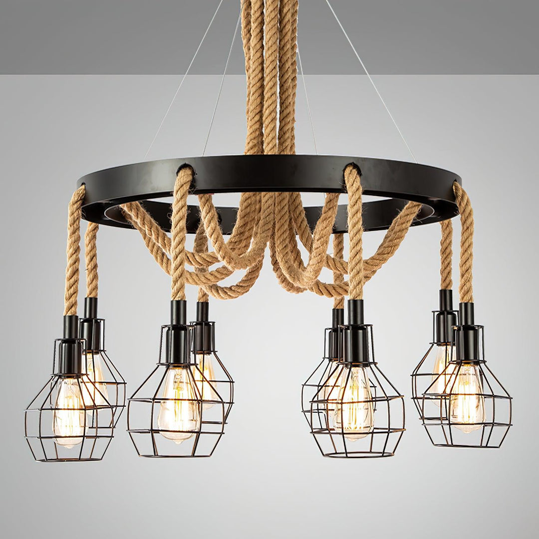 Hemp Rope Industrial Starfall Chandelier - Vakkerlight