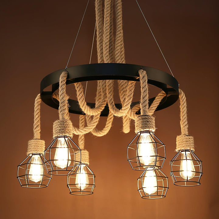 Hemp Rope Industrial Starfall Chandelier - Vakkerlight