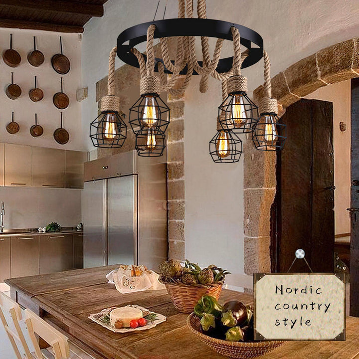 Hemp Rope Industrial Starfall Chandelier - Vakkerlight