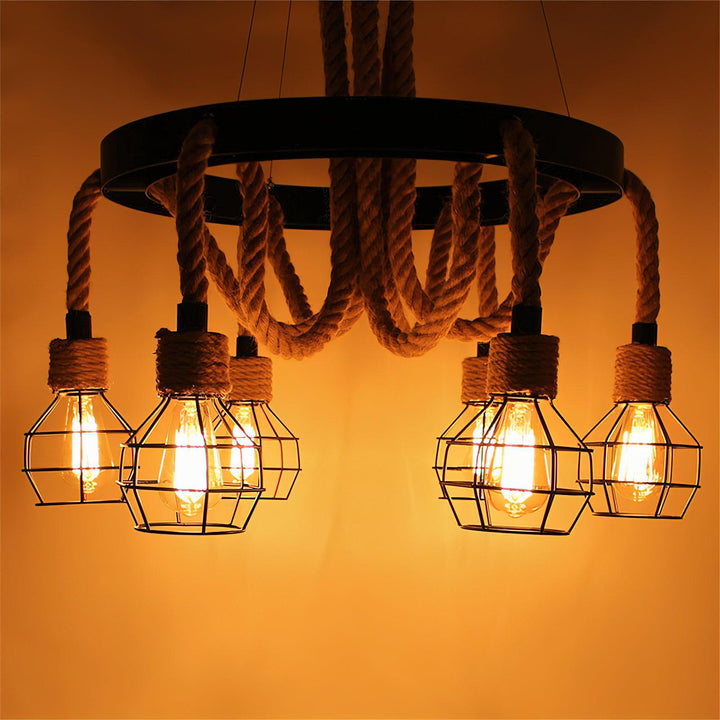 Hemp Rope Industrial Starfall Chandelier - Vakkerlight