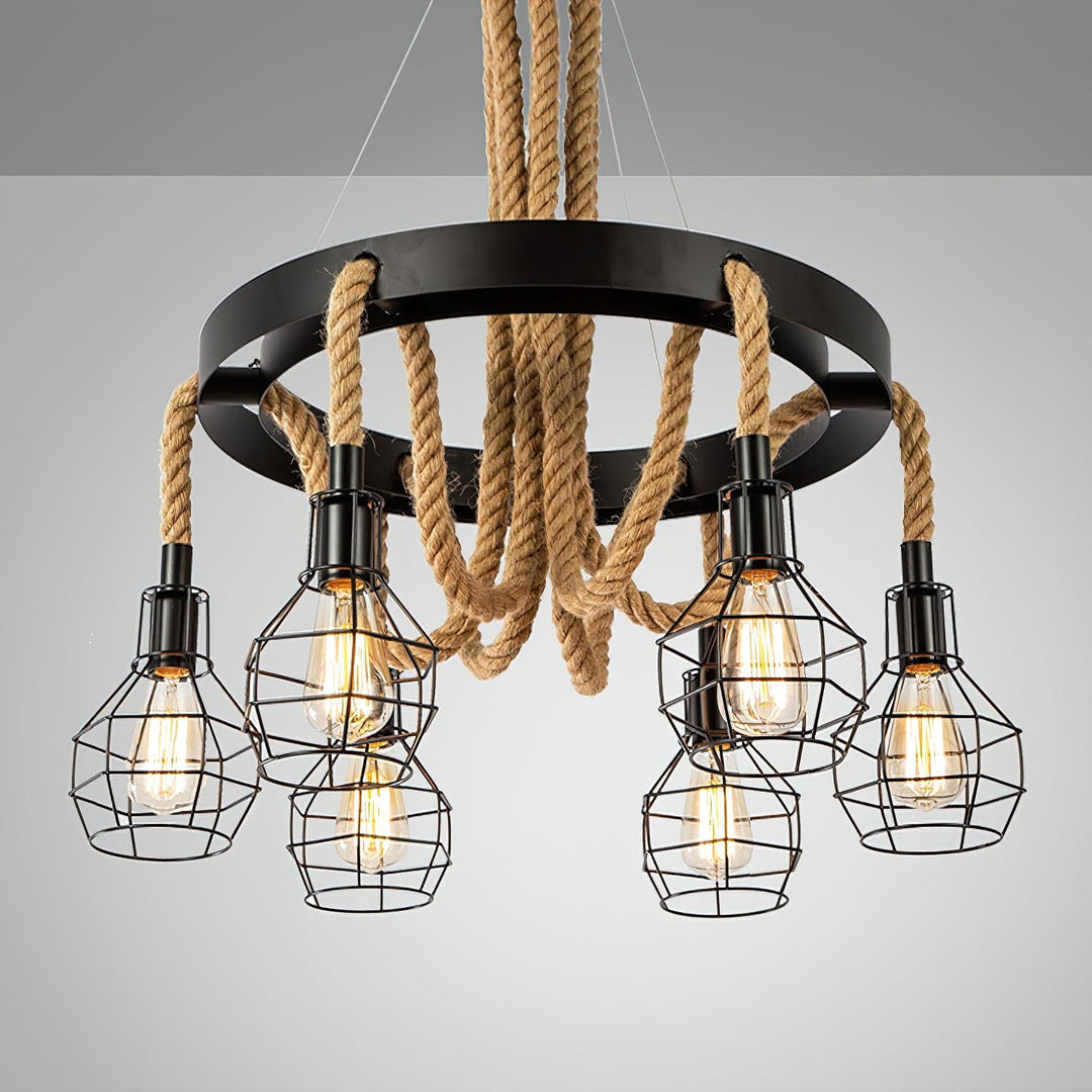 Hemp Rope Industrial Starfall Chandelier - Vakkerlight