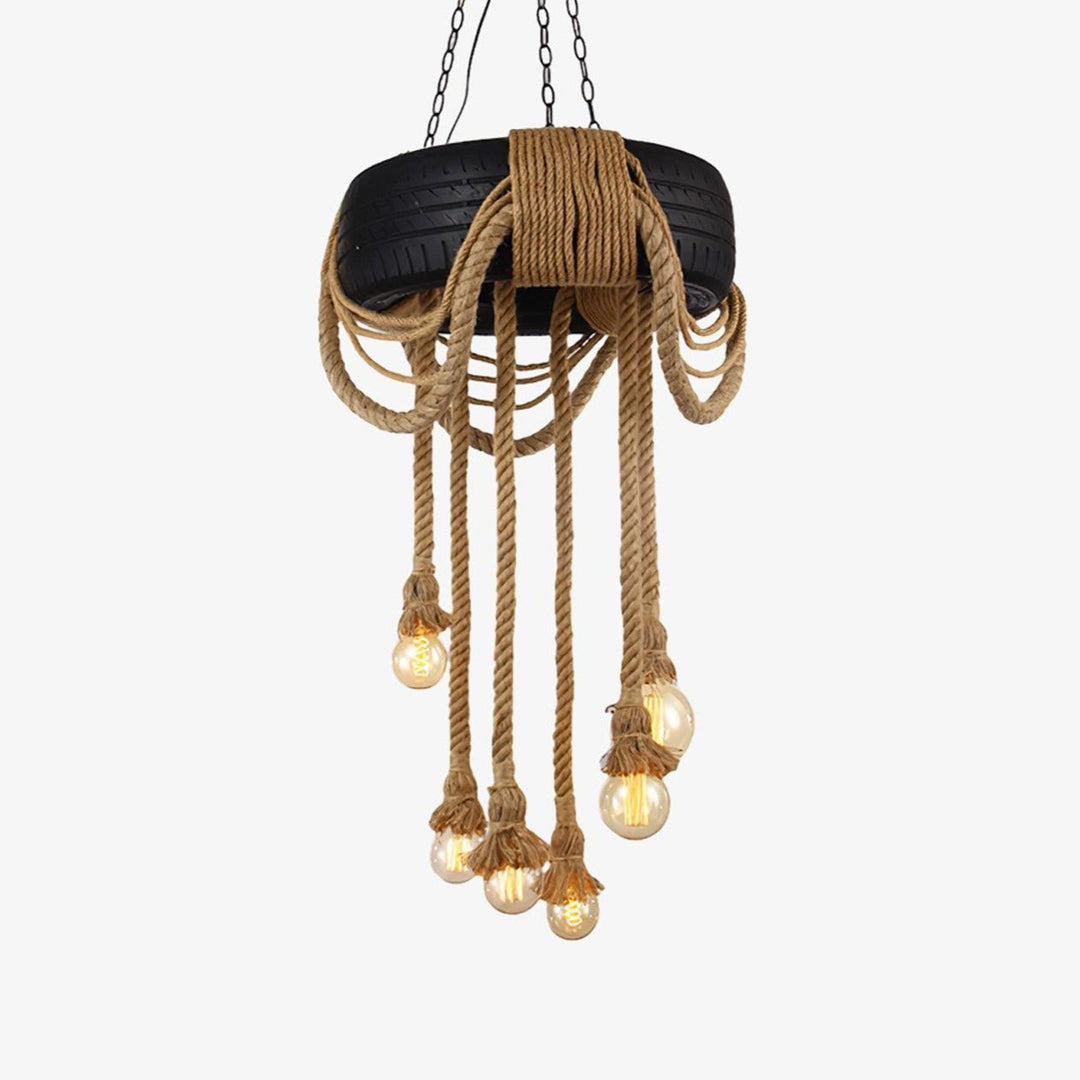 Hemp Rope Industrial Tire Chandelier - Vakkerlight