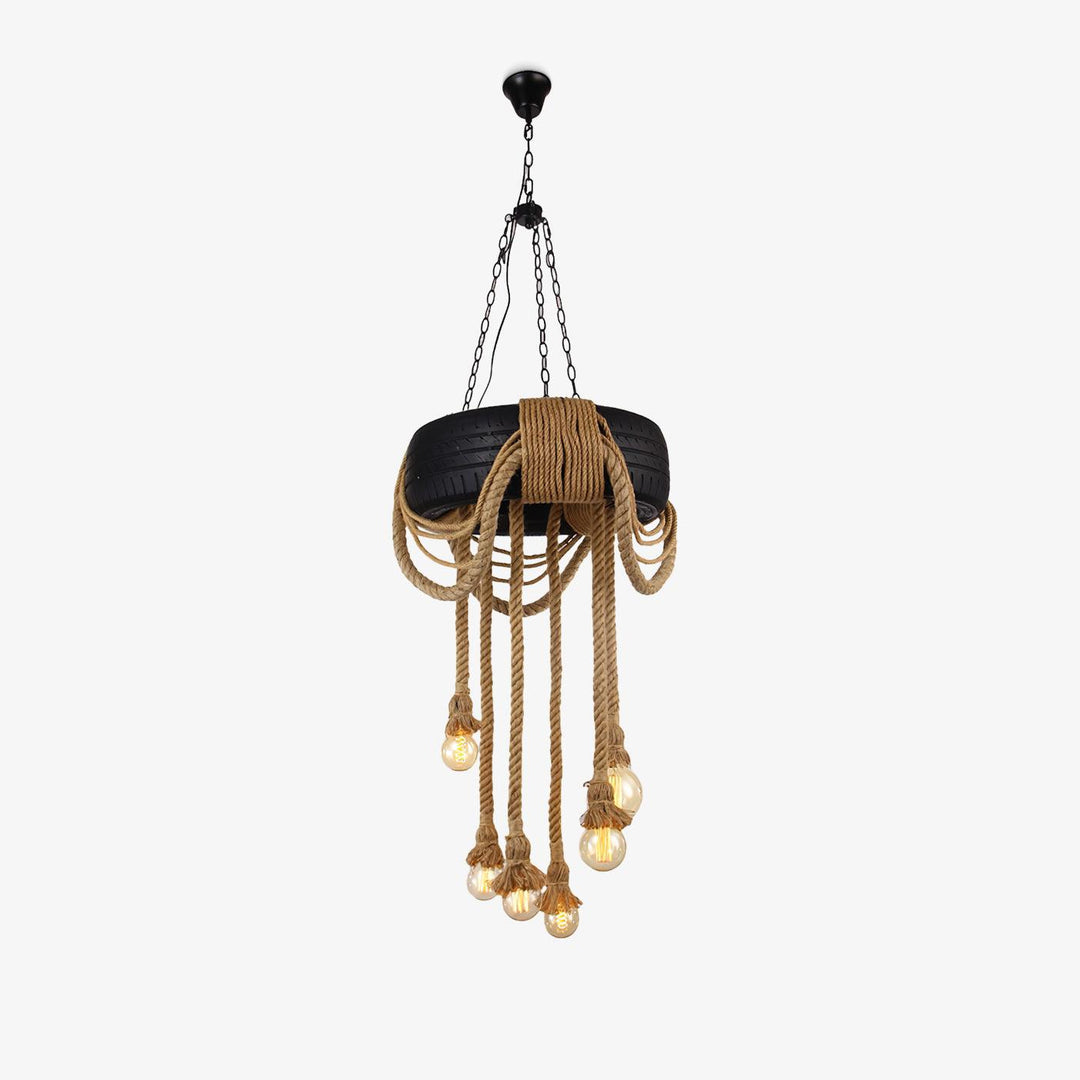 Hemp Rope Industrial Tire Chandelier - Vakkerlight