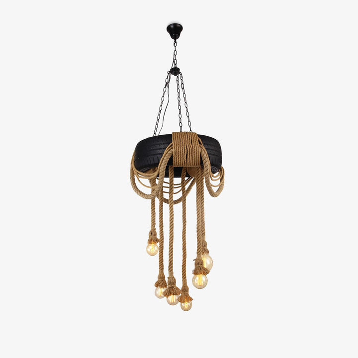 Hemp Rope Industrial Tire Chandelier - Vakkerlight