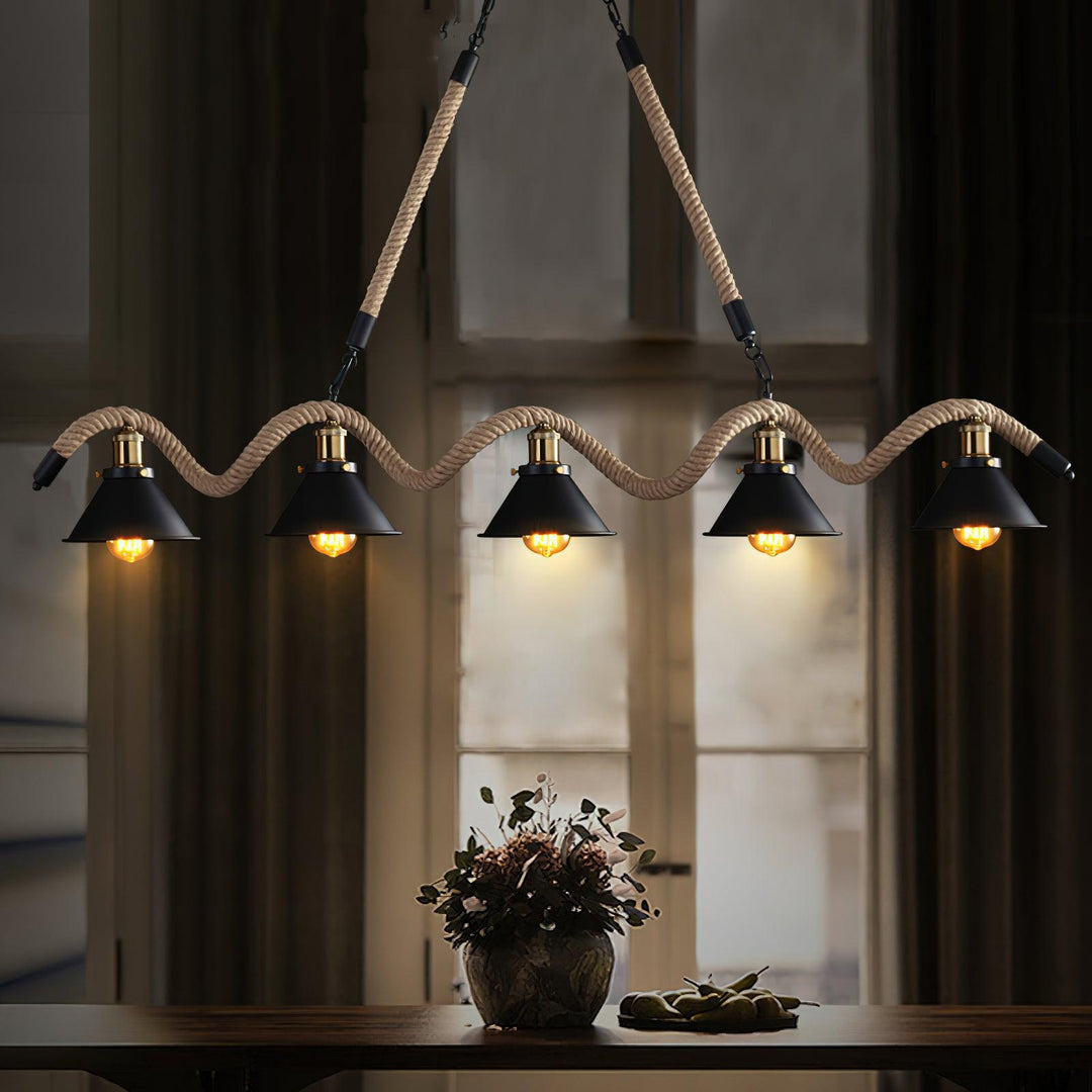 Hemp Rope Industrial Wave Chandelier - Vakkerlight