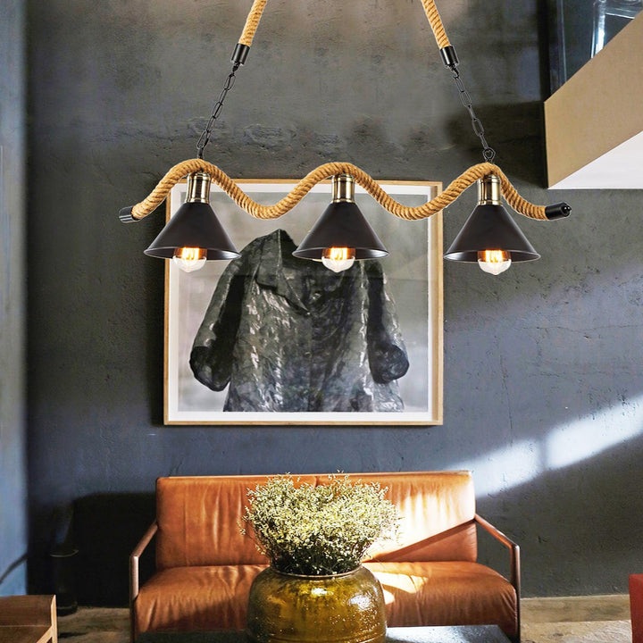 Hemp Rope Industrial Wave Chandelier - Vakkerlight