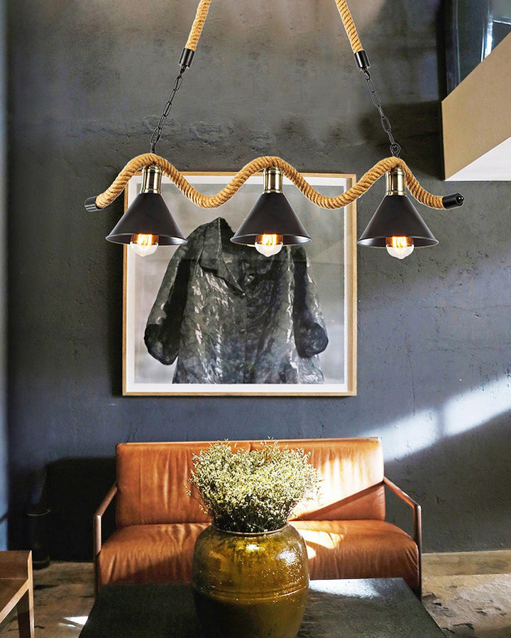 Hemp Rope Industrial Wave Chandelier - Vakkerlight