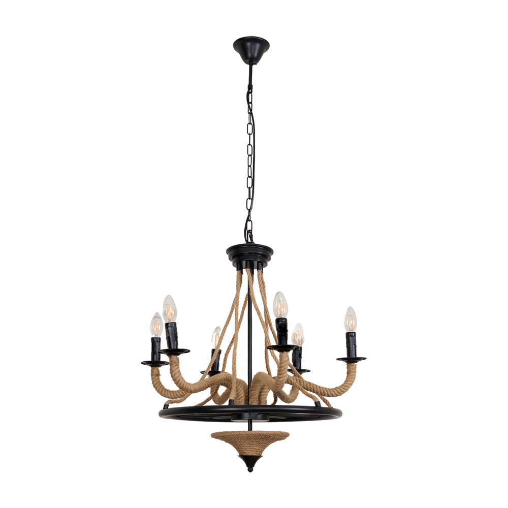 Hemp Rope Industrial Large Wheel Chandelier