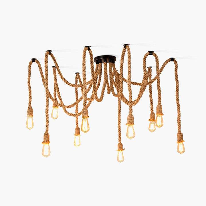 Hemp Rope Scattered Flower Chandelier - Vakkerlight