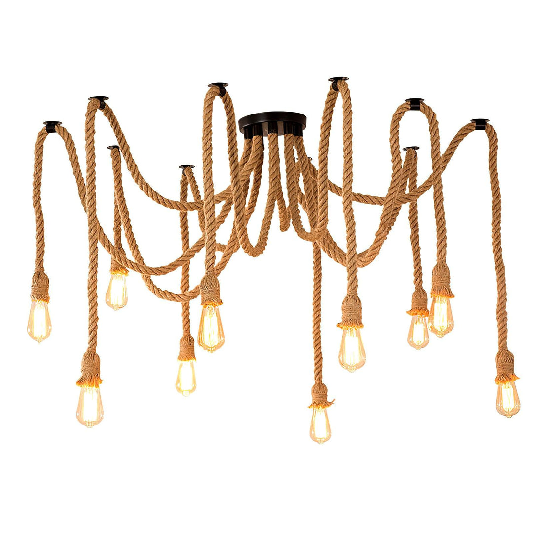 Hemp Rope Scattered Flower Chandelier - Vakkerlight