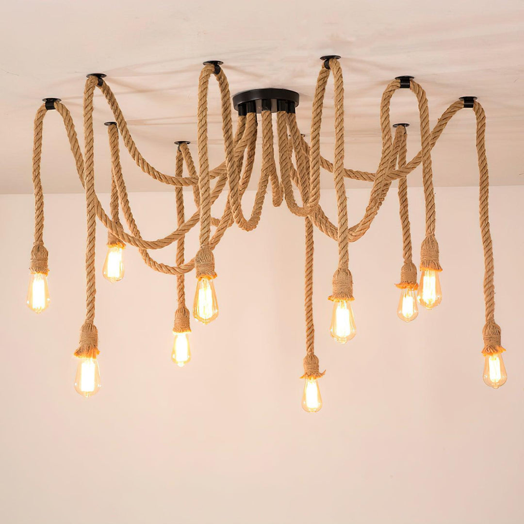 Hemp Rope Scattered Flower Chandelier - Vakkerlight